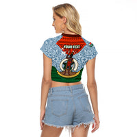 Personalized Vanuatu Penama Province Raglan Cropped T Shirt Vanuatuan Coat Of Arms Polynesian Pattern LT05 - Polynesian Pride