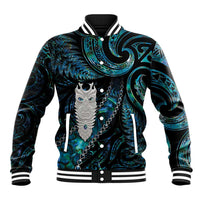 New Zealand Aotearoa Baseball Jacket Maori Tane Te Waiora Paua Shell Glitter Turquoise LT05 Unisex Turquoise - Polynesian Pride