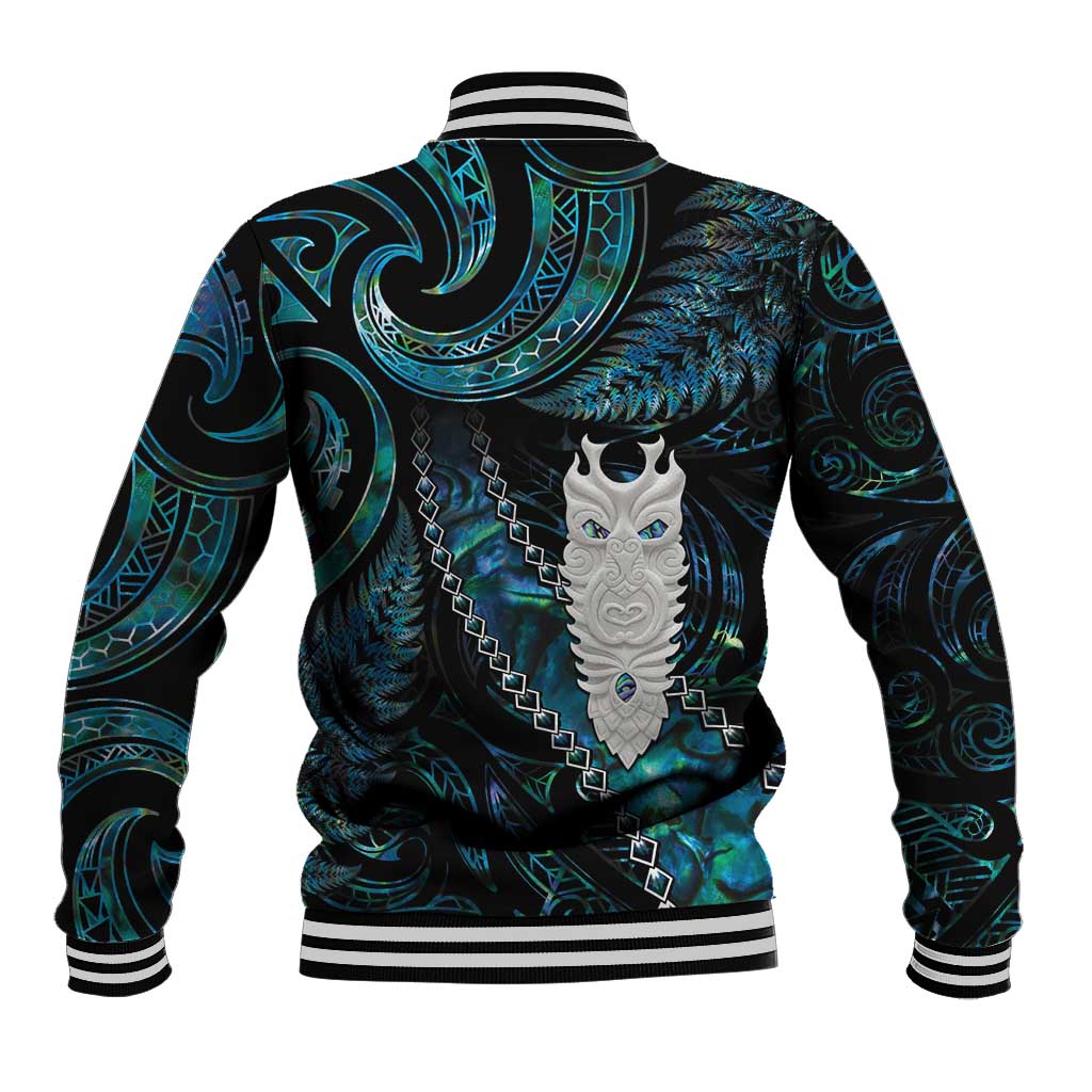 New Zealand Aotearoa Baseball Jacket Maori Tane Te Waiora Paua Shell Glitter Turquoise LT05 - Polynesian Pride
