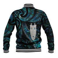 New Zealand Aotearoa Baseball Jacket Maori Tane Te Waiora Paua Shell Glitter Turquoise LT05 - Polynesian Pride