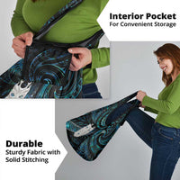 New Zealand Aotearoa Grocery Bag Maori Tane Te Waiora Paua Shell Glitter Turquoise