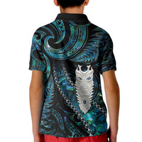 New Zealand Aotearoa Kid Polo Shirt Maori Tane Te Waiora Paua Shell Glitter Turquoise