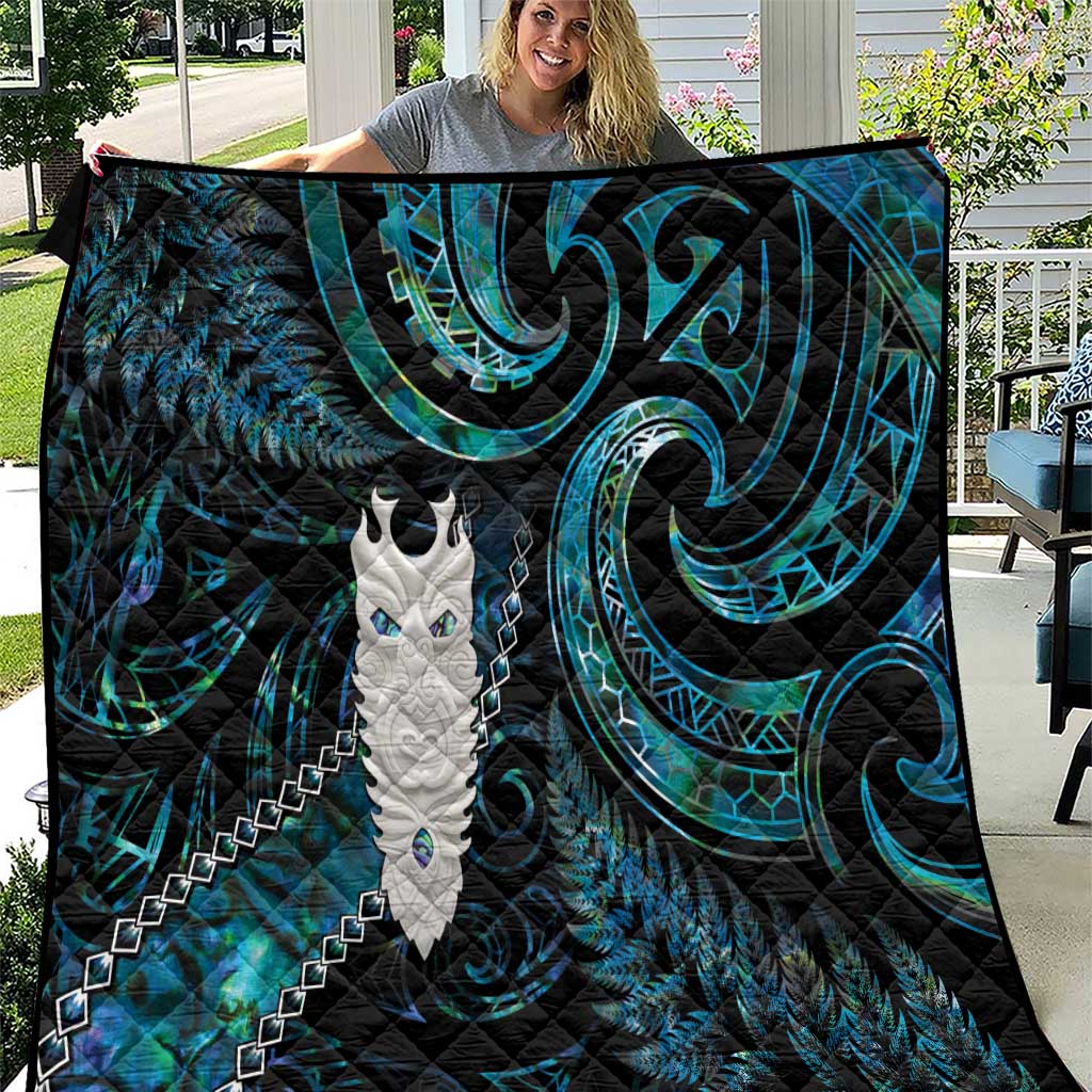 New Zealand Aotearoa Quilt Maori Tane Te Waiora Paua Shell Glitter Turquoise LT05 Turquoise - Polynesian Pride