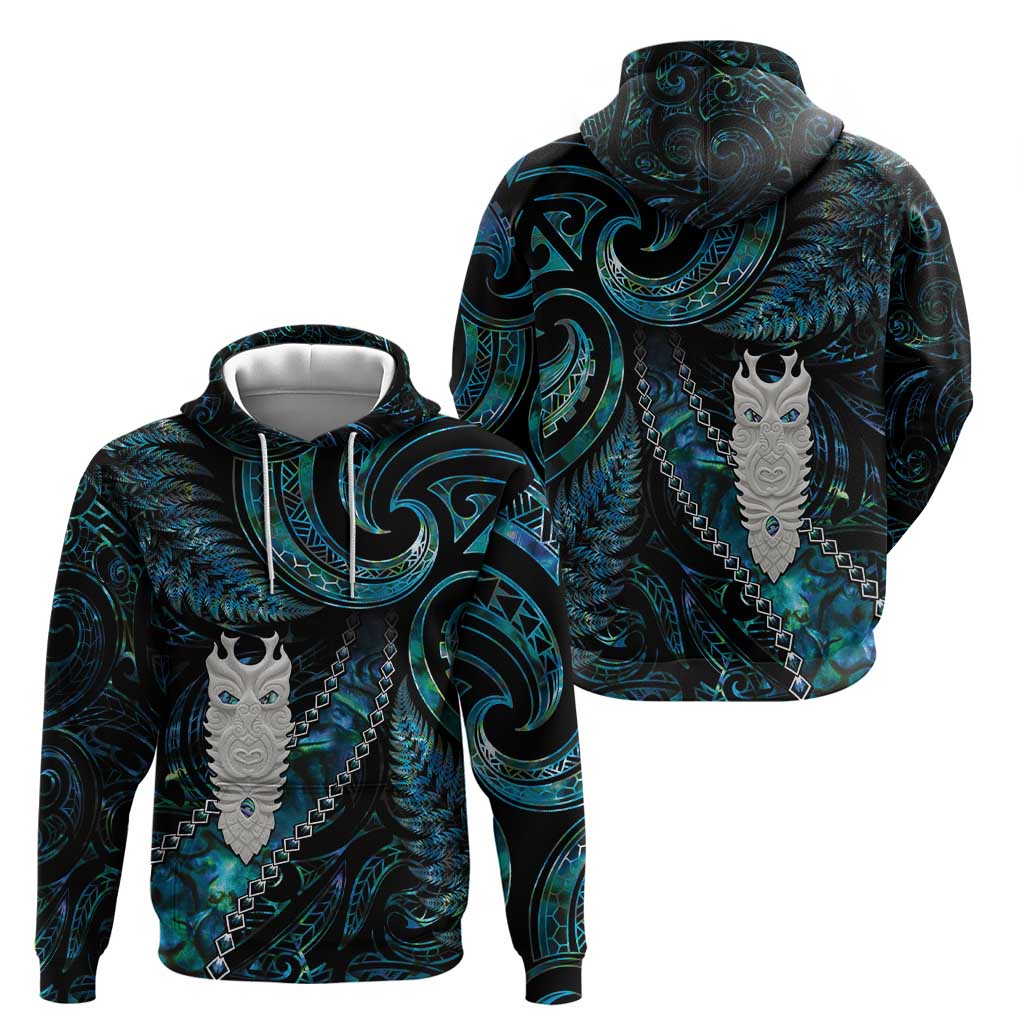 New Zealand Aotearoa Zip Hoodie Maori Tane Te Waiora Paua Shell Glitter Turquoise LT05 - Polynesian Pride