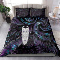 New Zealand Aotearoa Bedding Set Maori Tane Te Waiora Paua Shell Glitter Purple