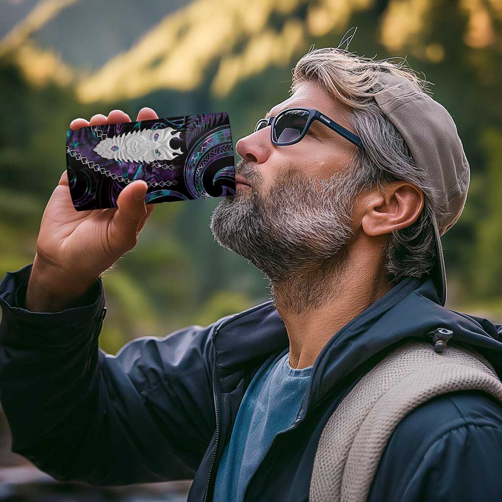 New Zealand Aotearoa 4 in 1 Can Cooler Tumbler Maori Tane Te Waiora Paua Shell Glitter Purple