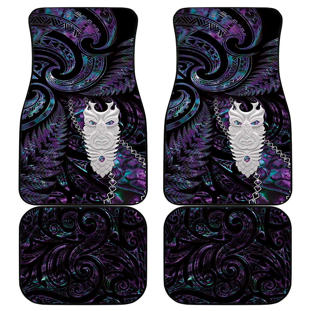 New Zealand Aotearoa Car Mats Maori Tane Te Waiora Paua Shell Glitter Purple