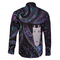New Zealand Aotearoa Family Matching Mermaid Dress and Hawaiian Shirt Maori Tane Te Waiora Paua Shell Glitter Purple LT05 - Polynesian Pride