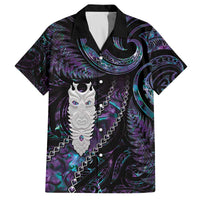 New Zealand Aotearoa Family Matching Off The Shoulder Long Sleeve Dress and Hawaiian Shirt Maori Tane Te Waiora Paua Shell Glitter Purple LT05 Dad's Shirt - Short Sleeve Purple - Polynesian Pride