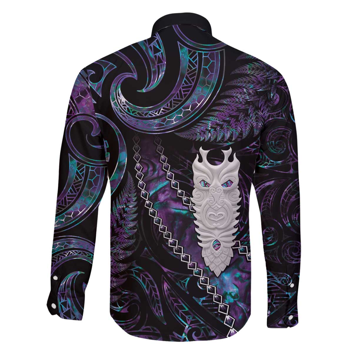 New Zealand Aotearoa Family Matching Off Shoulder Short Dress and Hawaiian Shirt Maori Tane Te Waiora Paua Shell Glitter Purple