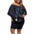 New Zealand Aotearoa Family Matching Off Shoulder Short Dress and Hawaiian Shirt Maori Tane Te Waiora Paua Shell Glitter Purple