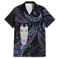 New Zealand Aotearoa Family Matching Tank Maxi Dress and Hawaiian Shirt Maori Tane Te Waiora Paua Shell Glitter Purple LT05 Dad's Shirt - Short Sleeve Purple - Polynesian Pride