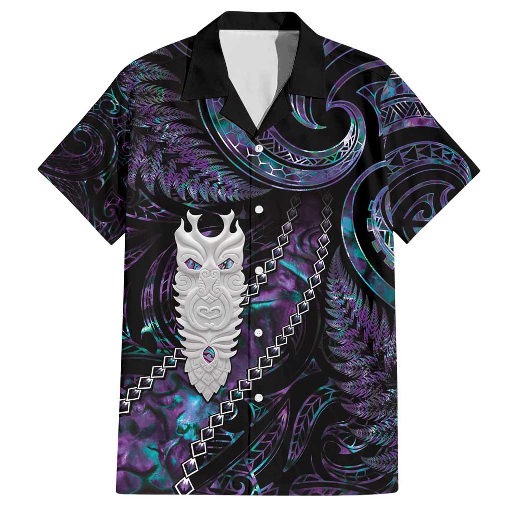 New Zealand Aotearoa Hawaiian Shirt Maori Tane Te Waiora Paua Shell Glitter Purple LT05 Purple - Polynesian Pride