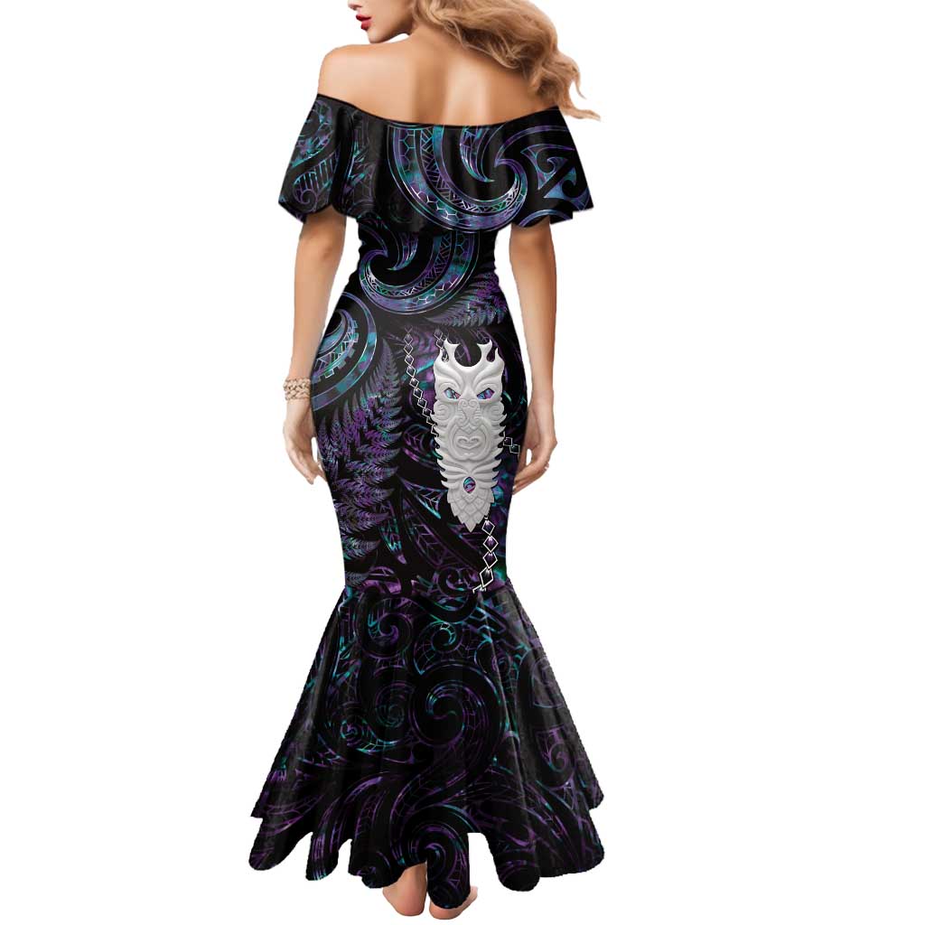 New Zealand Aotearoa Mermaid Dress Maori Tane Te Waiora Paua Shell Glitter Purple