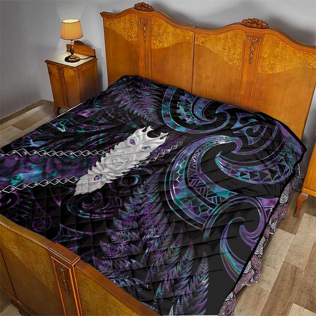 New Zealand Aotearoa Quilt Maori Tane Te Waiora Paua Shell Glitter Purple