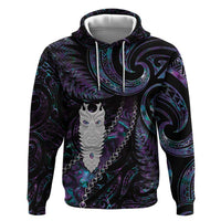 New Zealand Aotearoa Zip Hoodie Maori Tane Te Waiora Paua Shell Glitter Purple LT05 Pullover Hoodie Purple - Polynesian Pride
