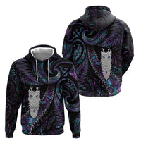 New Zealand Aotearoa Zip Hoodie Maori Tane Te Waiora Paua Shell Glitter Purple LT05 - Polynesian Pride