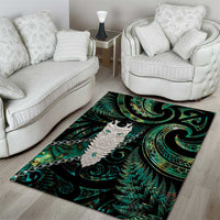 New Zealand Aotearoa Area Rug Maori Tane Te Waiora Paua Shell Glitter Green