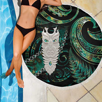 New Zealand Aotearoa Beach Blanket Maori Tane Te Waiora Paua Shell Glitter Green