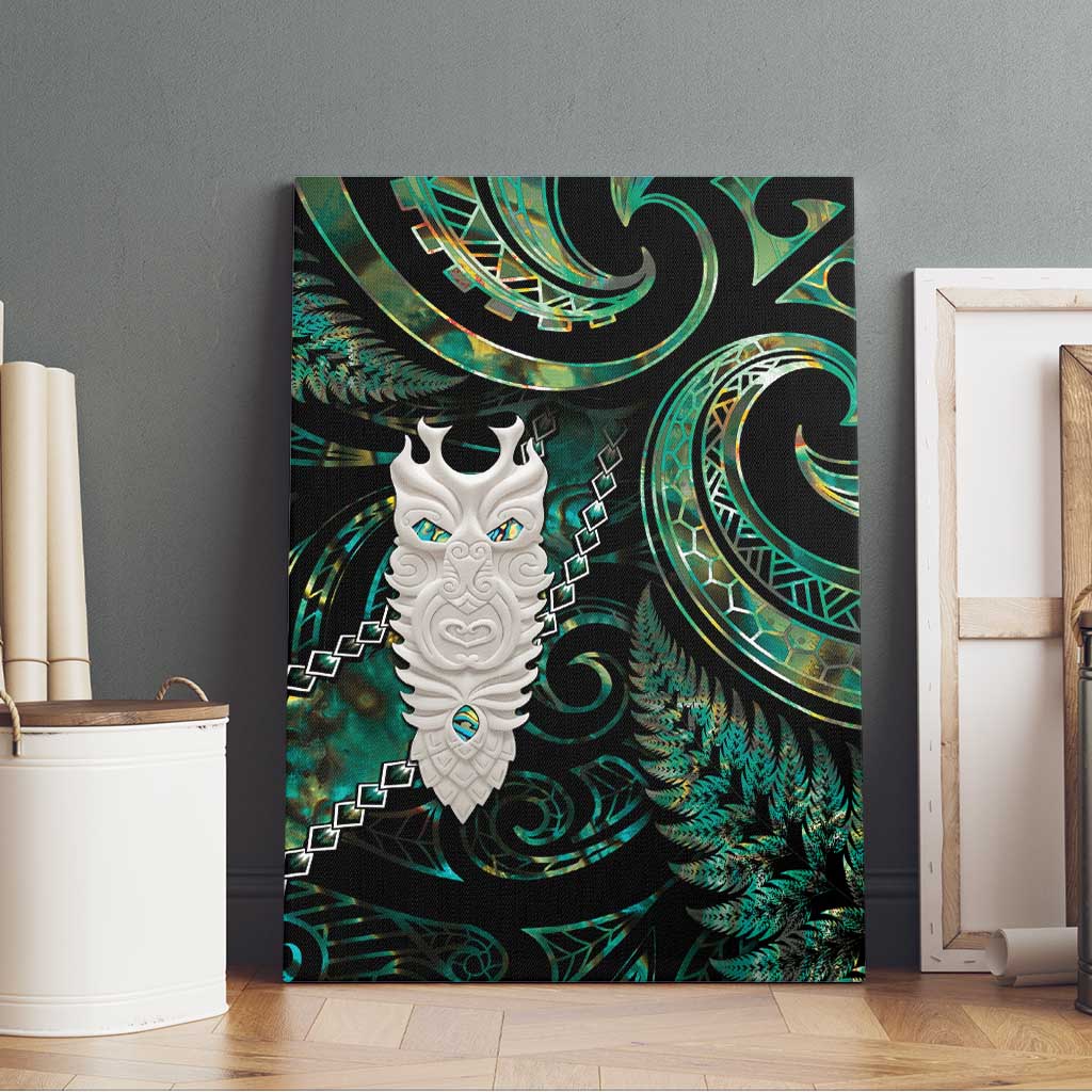 New Zealand Aotearoa Canvas Wall Art Maori Tane Te Waiora Paua Shell Glitter Green