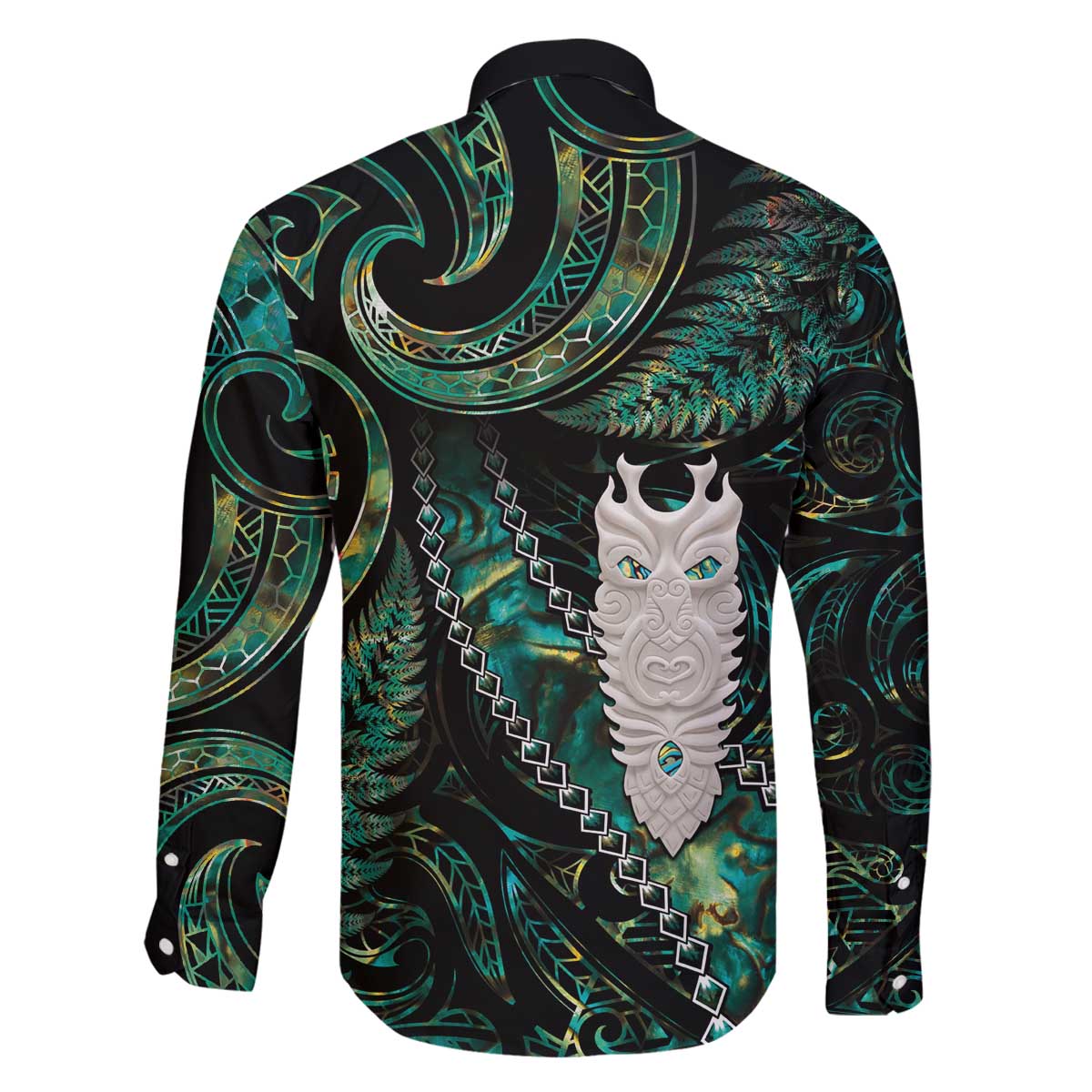 New Zealand Aotearoa Family Matching Puletasi and Hawaiian Shirt Maori Tane Te Waiora Paua Shell Glitter Green