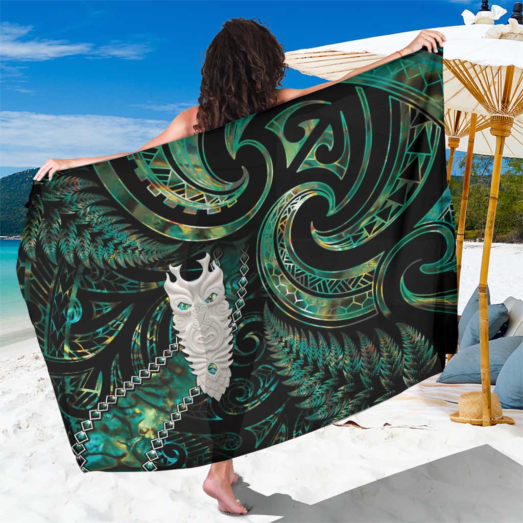 New Zealand Aotearoa Sarong Maori Tane Te Waiora Paua Shell Glitter Green LT05 One Size 44 x 66 inches Green - Polynesian Pride