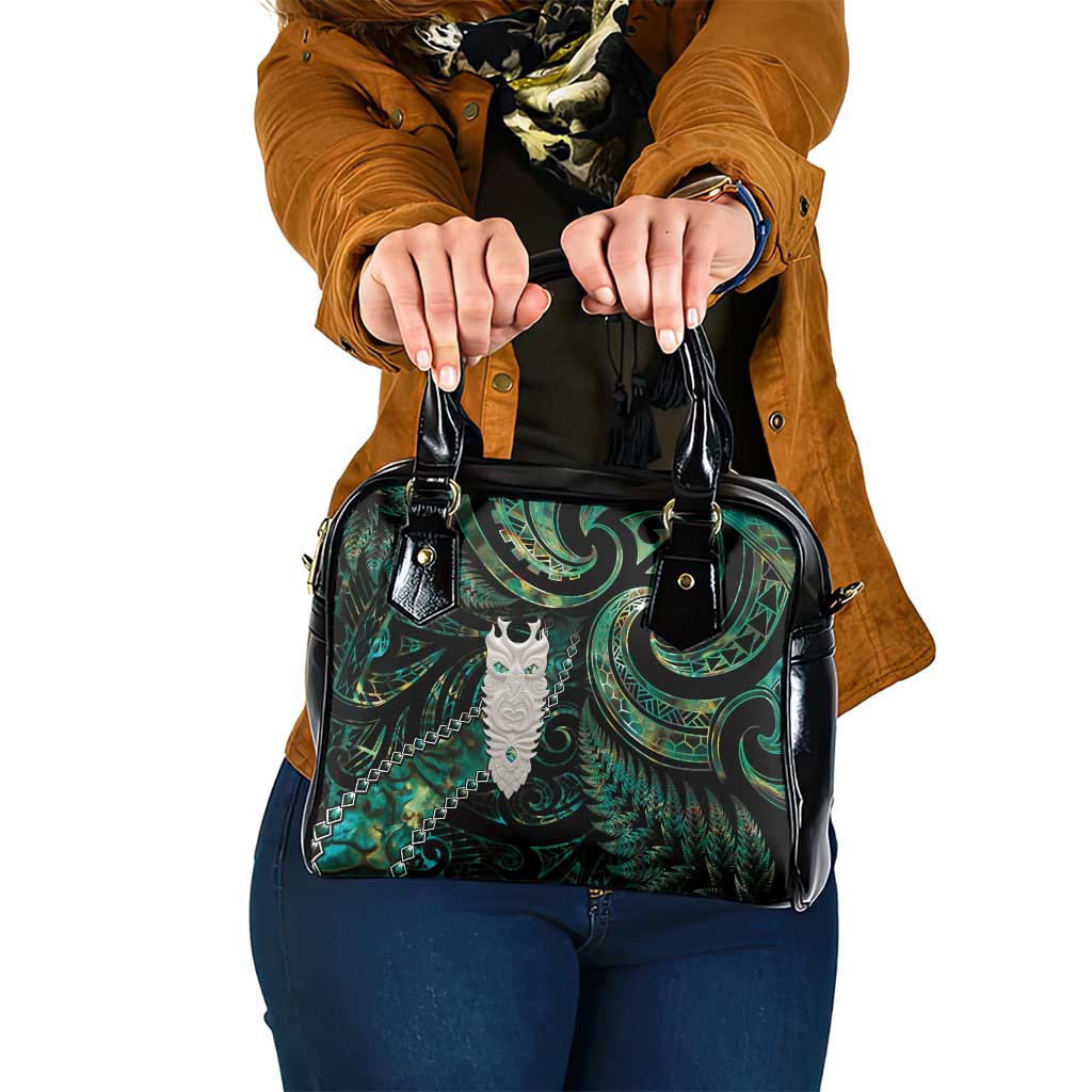New Zealand Aotearoa Shoulder Handbag Maori Tane Te Waiora Paua Shell Glitter Green LT05 One Size Green - Polynesian Pride