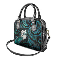 New Zealand Aotearoa Shoulder Handbag Maori Wheku Paua Shell Glitter Turquoise