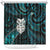 New Zealand Aotearoa Shower Curtain Maori Wheku Paua Shell Glitter Turquoise