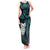 New Zealand Aotearoa Tank Maxi Dress Maori Wheku Paua Shell Glitter Turquoise