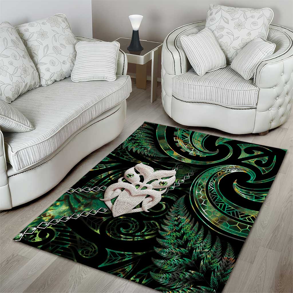 New Zealand Aotearoa Area Rug Maori Wheku Paua Shell Glitter Green