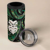 New Zealand Aotearoa 4 in 1 Can Cooler Tumbler Maori Wheku Paua Shell Glitter Green