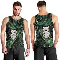 New Zealand Aotearoa Men Tank Top Maori Wheku Paua Shell Glitter Green