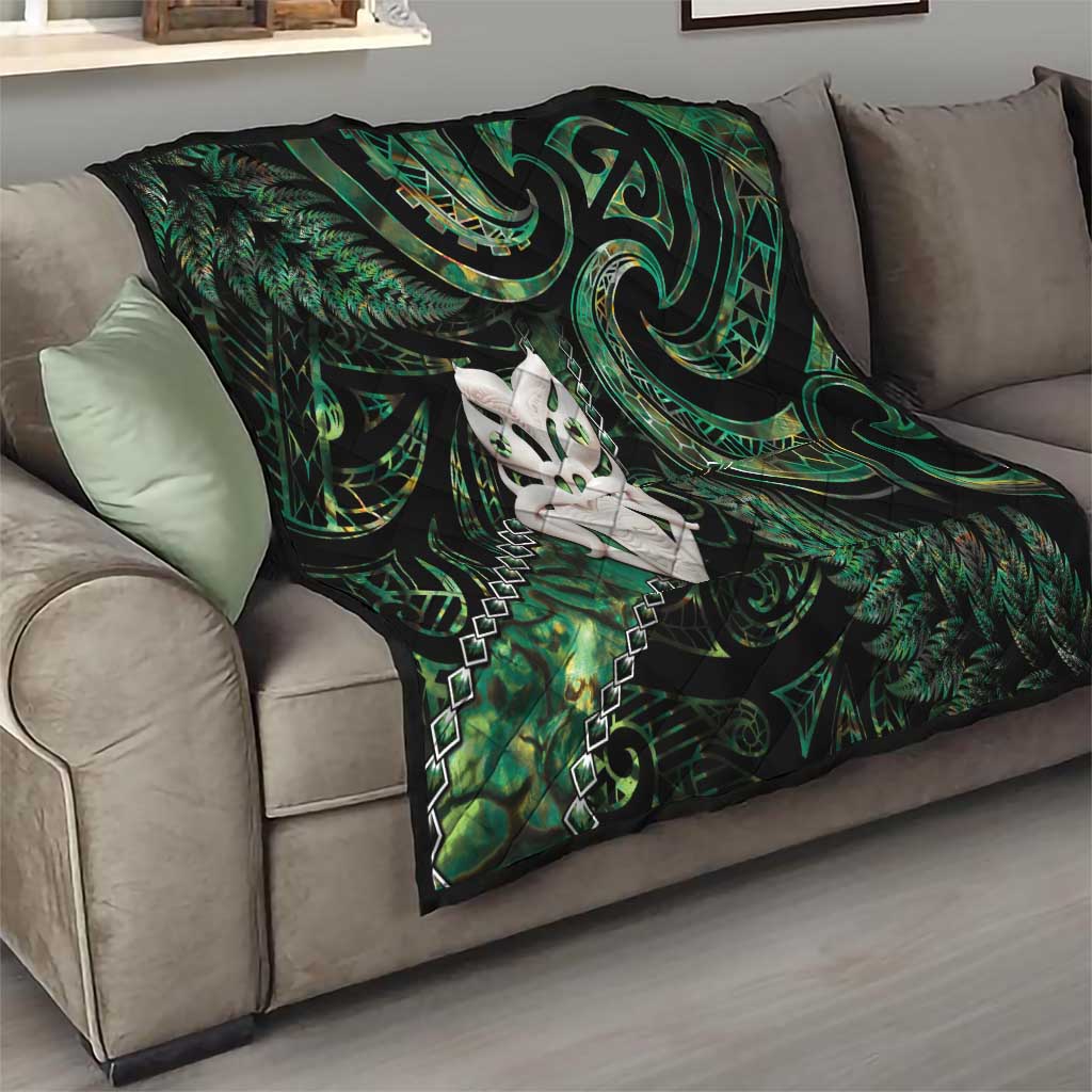 New Zealand Aotearoa Quilt Maori Wheku Paua Shell Glitter Green