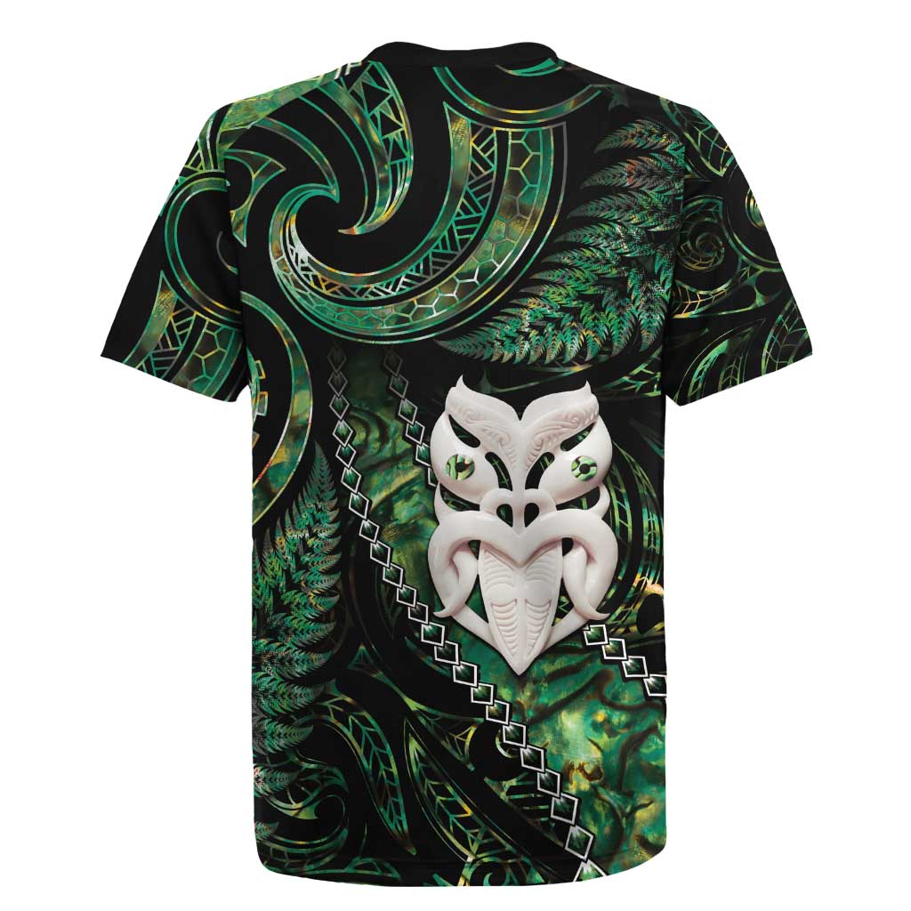 New Zealand Aotearoa Rugby Jersey Maori Wheku Paua Shell Glitter Green