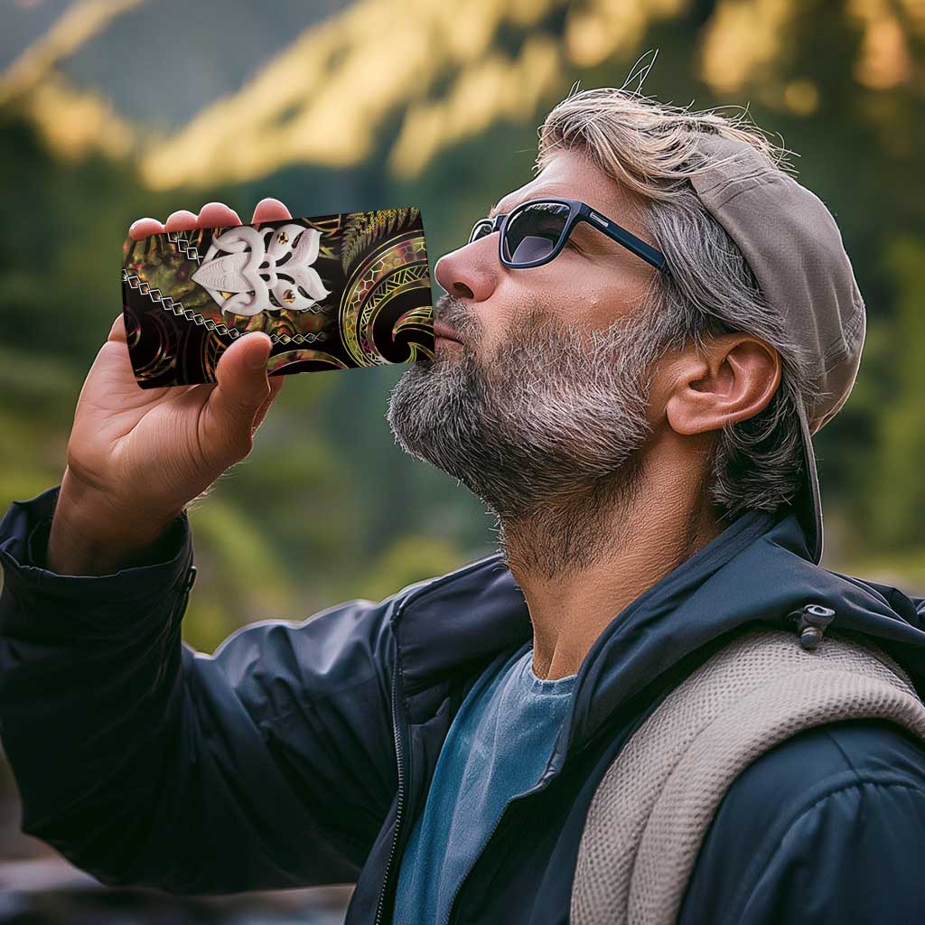 New Zealand Aotearoa 4 in 1 Can Cooler Tumbler Maori Wheku Paua Shell Glitter Gold