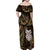 New Zealand Aotearoa Family Matching Off Shoulder Maxi Dress and Hawaiian Shirt Maori Wheku Paua Shell Glitter Gold