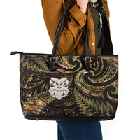 New Zealand Aotearoa Leather Tote Bag Maori Wheku Paua Shell Glitter Gold