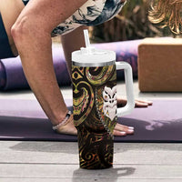 New Zealand Aotearoa Tumbler With Handle Maori Wheku Paua Shell Glitter Gold