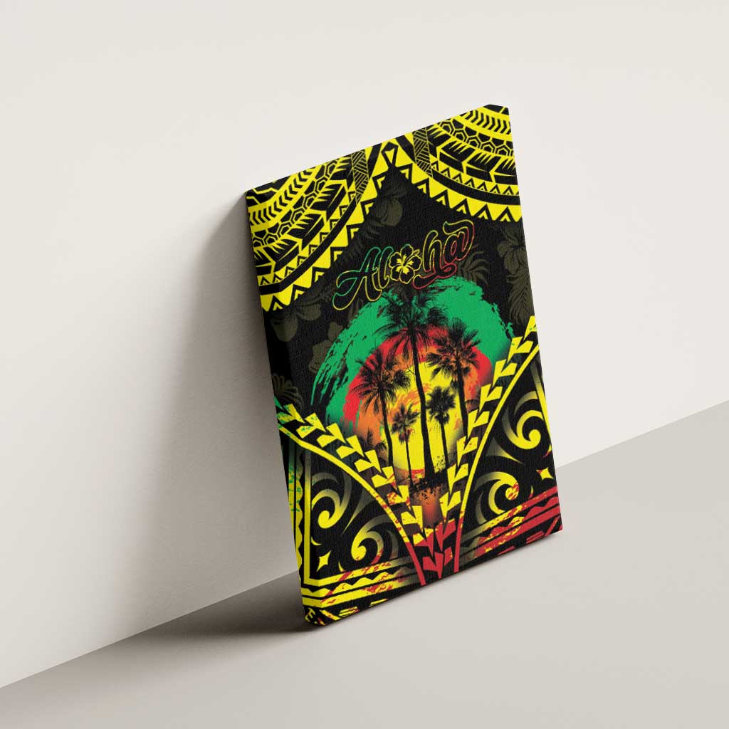 Aloha Tropical Palm Trees Canvas Wall Art Reggae Polynesian Pattern