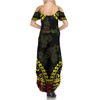 Aloha Tropical Palm Trees Family Matching Summer Maxi Dress and Hawaiian Shirt Reggae Polynesian Pattern LT05 - Polynesian Pride