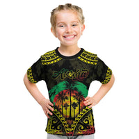 Aloha Tropical Palm Trees Kid T Shirt Reggae Polynesian Pattern