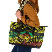 Aloha Tropical Palm Trees Leather Tote Bag Reggae Polynesian Pattern