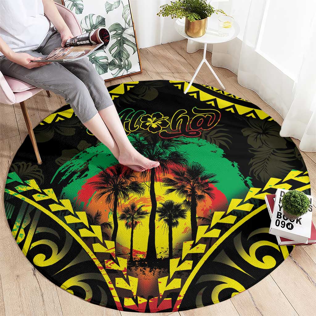 Aloha Tropical Palm Trees Round Carpet Reggae Polynesian Pattern LT05 - Polynesian Pride