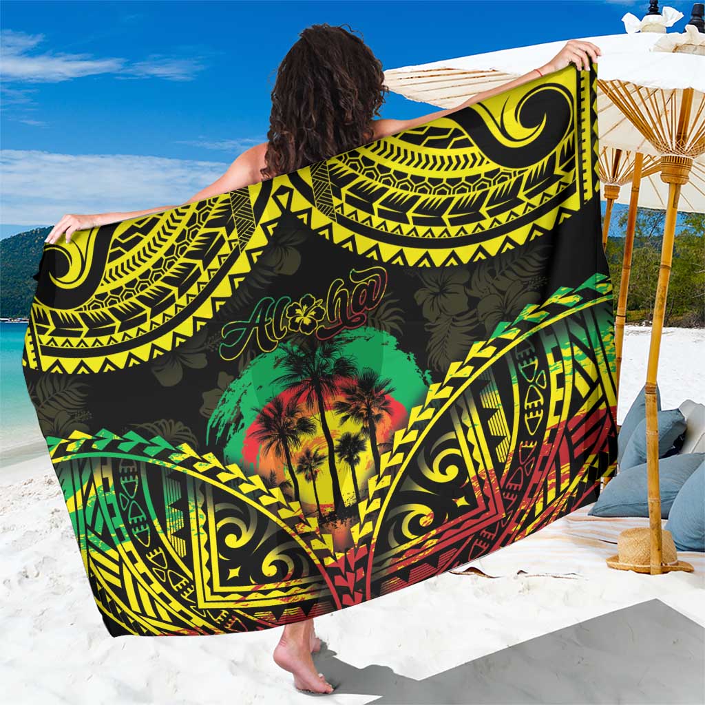 Aloha Tropical Palm Trees Sarong Reggae Polynesian Pattern LT05 One Size 44 x 66 inches Black - Polynesian Pride