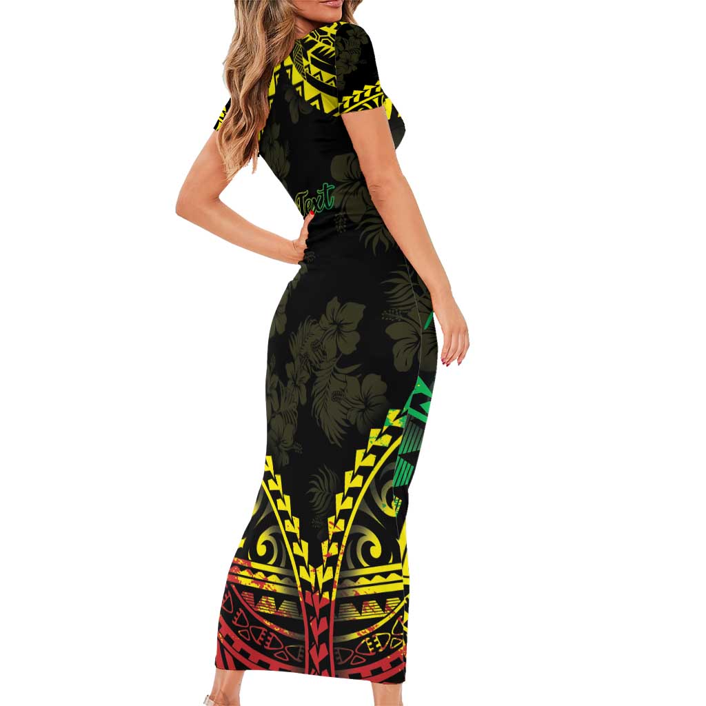 Aloha Tropical Palm Trees Short Sleeve Bodycon Dress Reggae Polynesian Pattern LT05 - Polynesian Pride