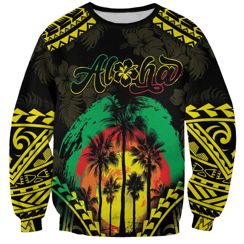 Aloha Tropical Palm Trees Sweatshirt Reggae Polynesian Pattern