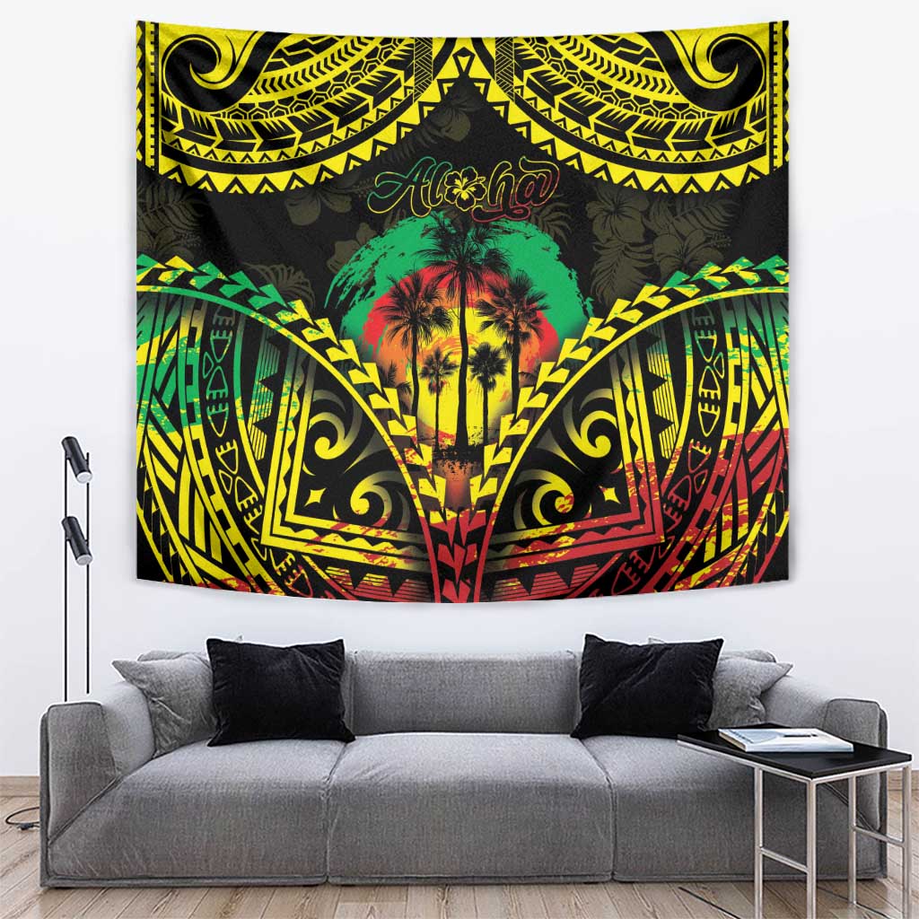 Aloha Tropical Palm Trees Tapestry Reggae Polynesian Pattern LT05 Black - Polynesian Pride