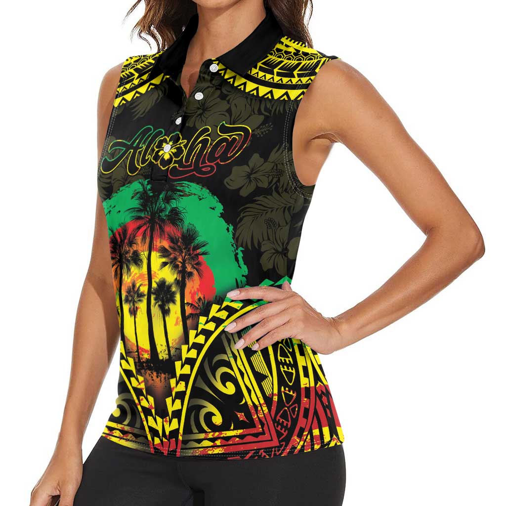 Aloha Tropical Palm Trees Women Sleeveless Polo Shirt Reggae Polynesian Pattern LT05 - Polynesian Pride
