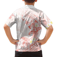 Polynesia Hammerhead Shark Family Matching Summer Maxi Dress and Hawaiian Shirt Tropical Flowers Tribal Pattern Peach LT05 - Polynesian Pride